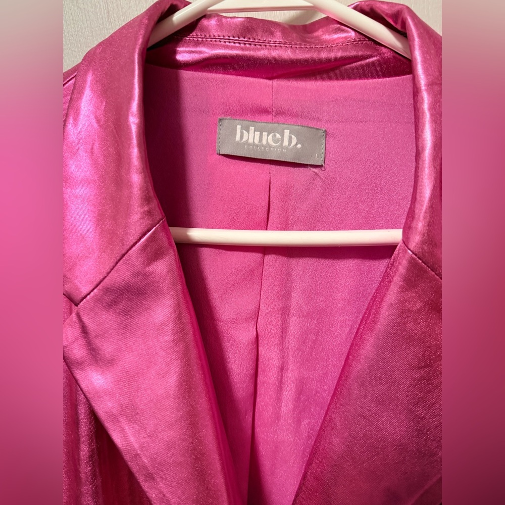 Blue B. Collection Hot Pink Metallic Faux Leather Blazer & Shorts Set - Picture 5 of 6